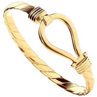 9ct Yellow Gold Mens 6.5mm Hook Bangle