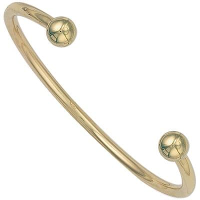 9ct Yellow Gold Mens Solid 3.5mm Torque Bangle