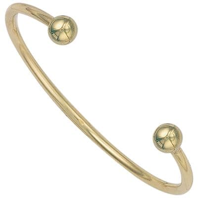9ct Yellow Gold Mens Solid 3mm Torque Bangle
