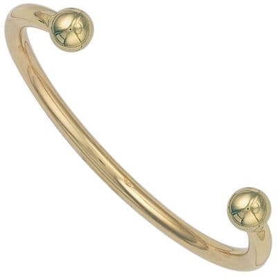 9ct Yellow Gold Mens Solid 4.5mm Torque Bangle