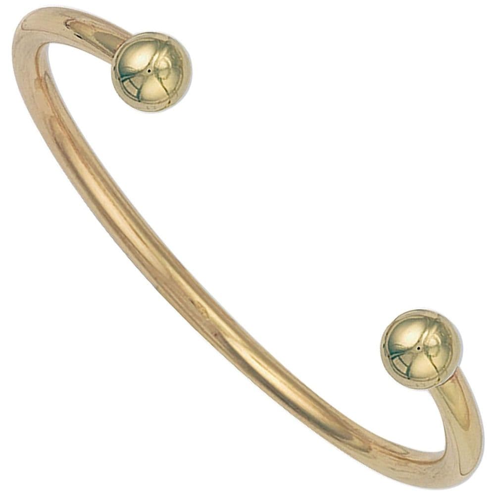9ct Yellow Gold Mens Solid 4mm Torque Bangle
