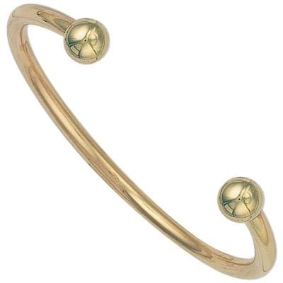 9ct Yellow Gold Mens Solid 4mm Torque Bangle