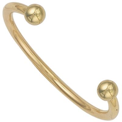 9ct Yellow Gold Mens Solid 5mm Torque Bangle