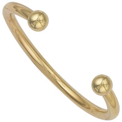 9ct Yellow Gold Mens Solid 6mm Torque Bangle