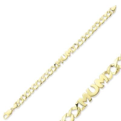 9ct Yellow Gold Mum Curb Bracelet