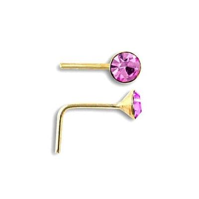 9ct Yellow Gold Pink CZ Nose Stud