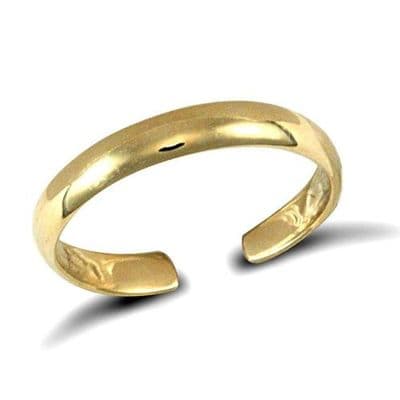 9ct Yellow Gold Plain D-Shape Toe Ring