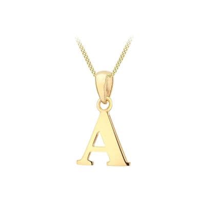 9ct Yellow Gold Plain Initial Letter Necklace