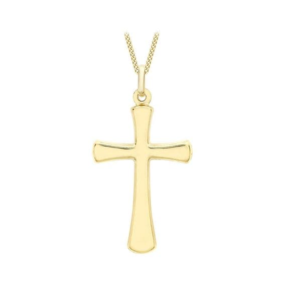 9ct Yellow Gold Plain Rounded Cross