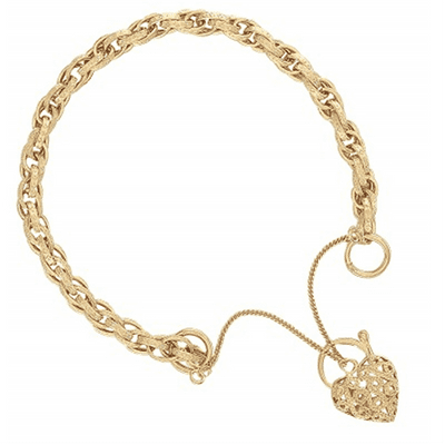 9ct Yellow Gold Prince Of Wales Heart Padlock Charm Bracelet