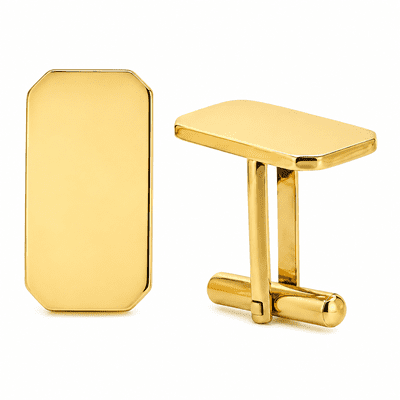 9ct Yellow Gold Rectangle Swivel Backed Plain Cufflinks
