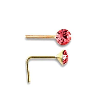 9ct Yellow Gold Red CZ Nose Stud