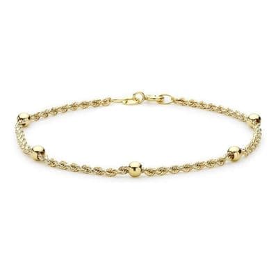 9ct Yellow Gold Rope Chain Friendship Bracelet