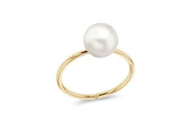 9ct Yellow Gold Round Fresh Water Pearl Labret Stud Earring