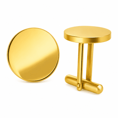 9ct Yellow Gold Round Swivel Backed Plain Cufflinks