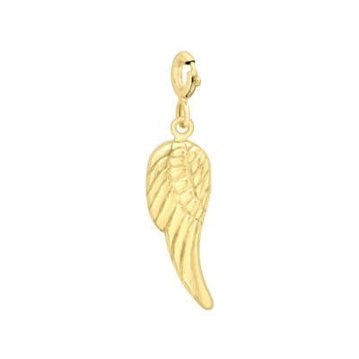 9ct Yellow Gold Spring Ring Angel Wing Charm