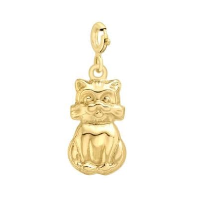 9ct Yellow Gold Spring Ring Cat Charm