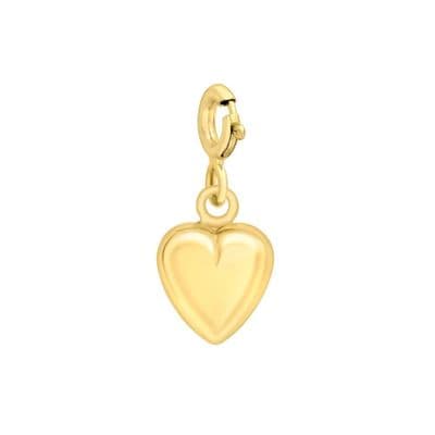 9ct Yellow Gold Spring Ring Heart Charm