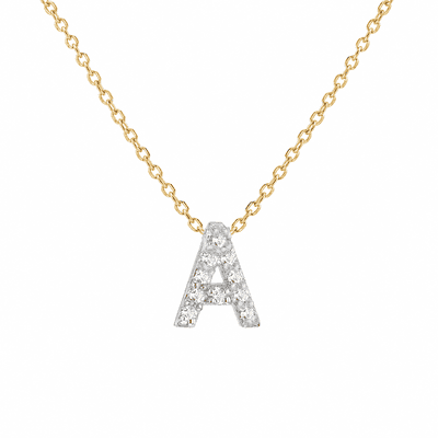 9ct Yellow & White Gold 0.005ct Diamonds Mini Initial Necklace