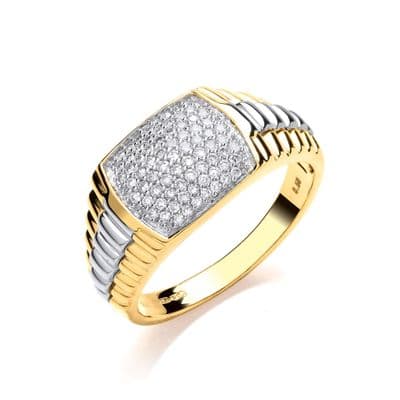 9ct Yellow & White Gold 0.50ct Diamond Rolex Style Ring