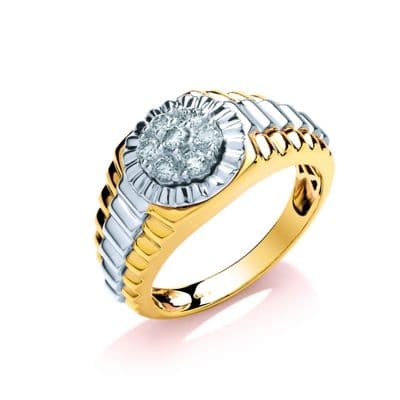 9ct Yellow & White Gold 0.50ct Rolex Style Diamond Ring