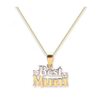 9ct Yellow & White Gold 1.0g Best Mum Pendant