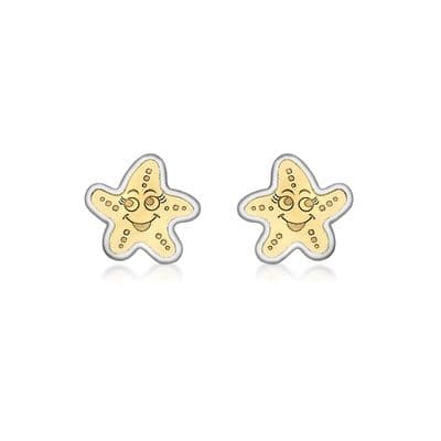 Children's 9ct 2-Colour Gold 7mm x 7mm Starfish Stud Earrings