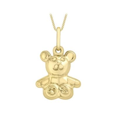Children's 9ct Yellow Gold 13mm x 20mm Sitting Teddy Bear Pendant