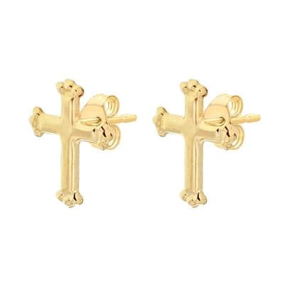 Children's 9ct Yellow Gold 8mm x 10mm Cross Stud Earrings