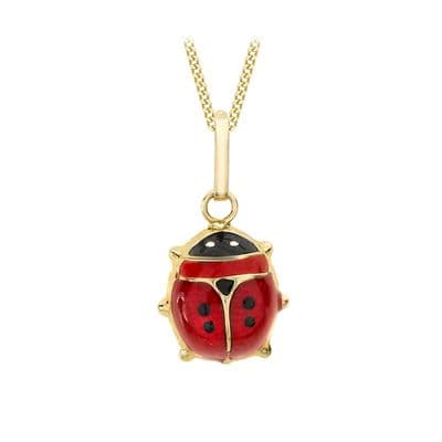 Children's 9ct Yellow Gold 9mm x 12mm Enamel 'Ladybird' Pendant