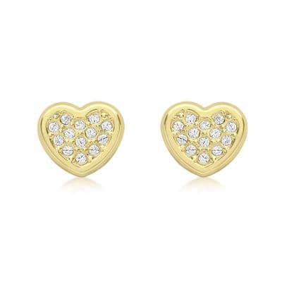 Children's 9ct Yellow Gold CZ 6mm x 6mm Heart Stud Earrings