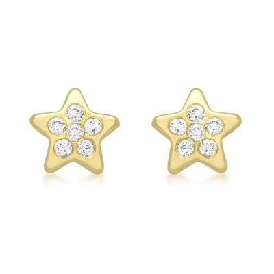 Children's 9ct Yellow Gold CZ 6mm x 6mm Star Stud Earrings