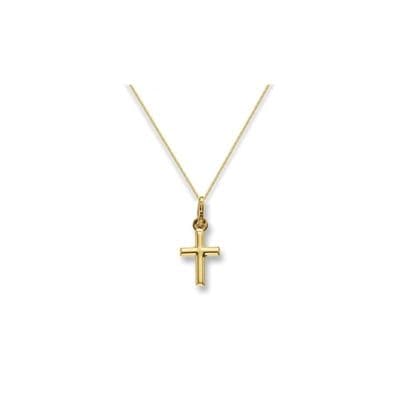 Childrens 9ct Gold Plain Cross Pendant