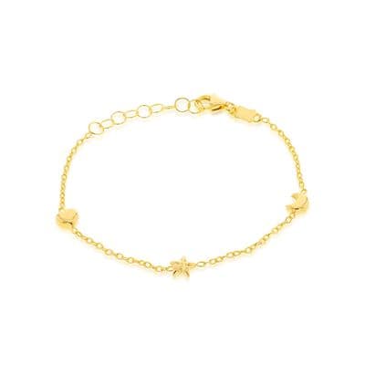 Childrens 9ct Yellow Gold 5mm Heart Moon And Star Bracelet