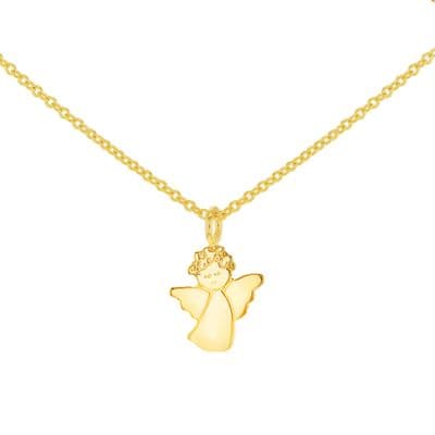 Childrens 9ct Yellow Gold 8mm x 12mm Baby Angel Adjustable Necklace