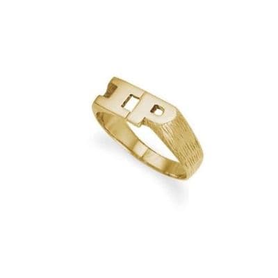 Personalised 9ct Yellow Gold 15mm x 7mm Initials Ring
