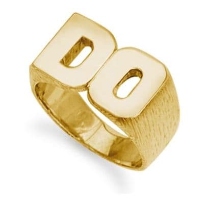 Personalised 9ct Yellow Gold 19mm x 13mm Initials Ring
