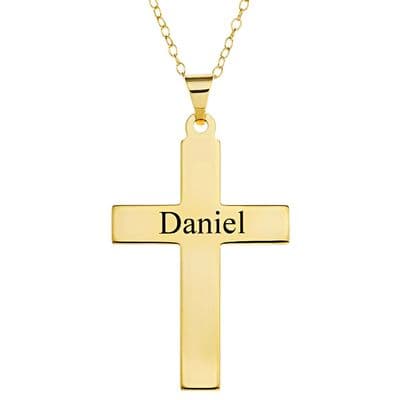 Personalised 9ct Yellow Gold Cross Pendant