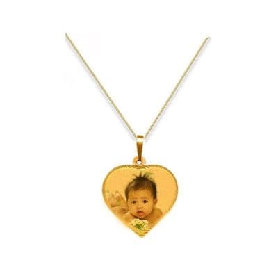 Personalised 9ct Yellow Gold Heart 17mm Photograph Pendant
