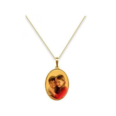 Personalised 9ct Yellow Gold Oval 20mm Photograph Pendant