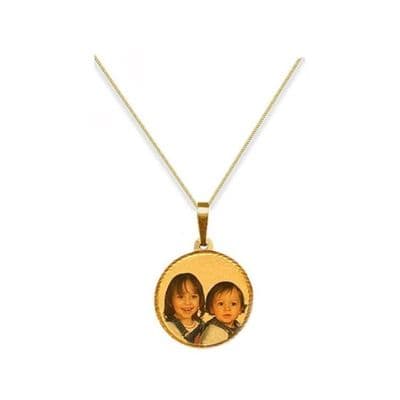 Personalised 9ct Yellow Gold Round 24mm Photograph Pendant
