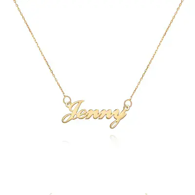 Personalised 9ct Yellow Gold Script Carrie Style Name Necklace