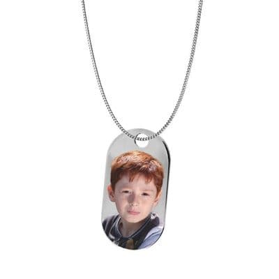 Personalised Sterling Silver Dog Tag 35mm Photograph Pendant