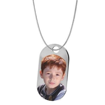 Personalised Sterling Silver Dog Tag 45mm Photograph Pendant