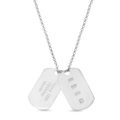 Personalised Sterling Silver Double Dog Tag Pendant Set