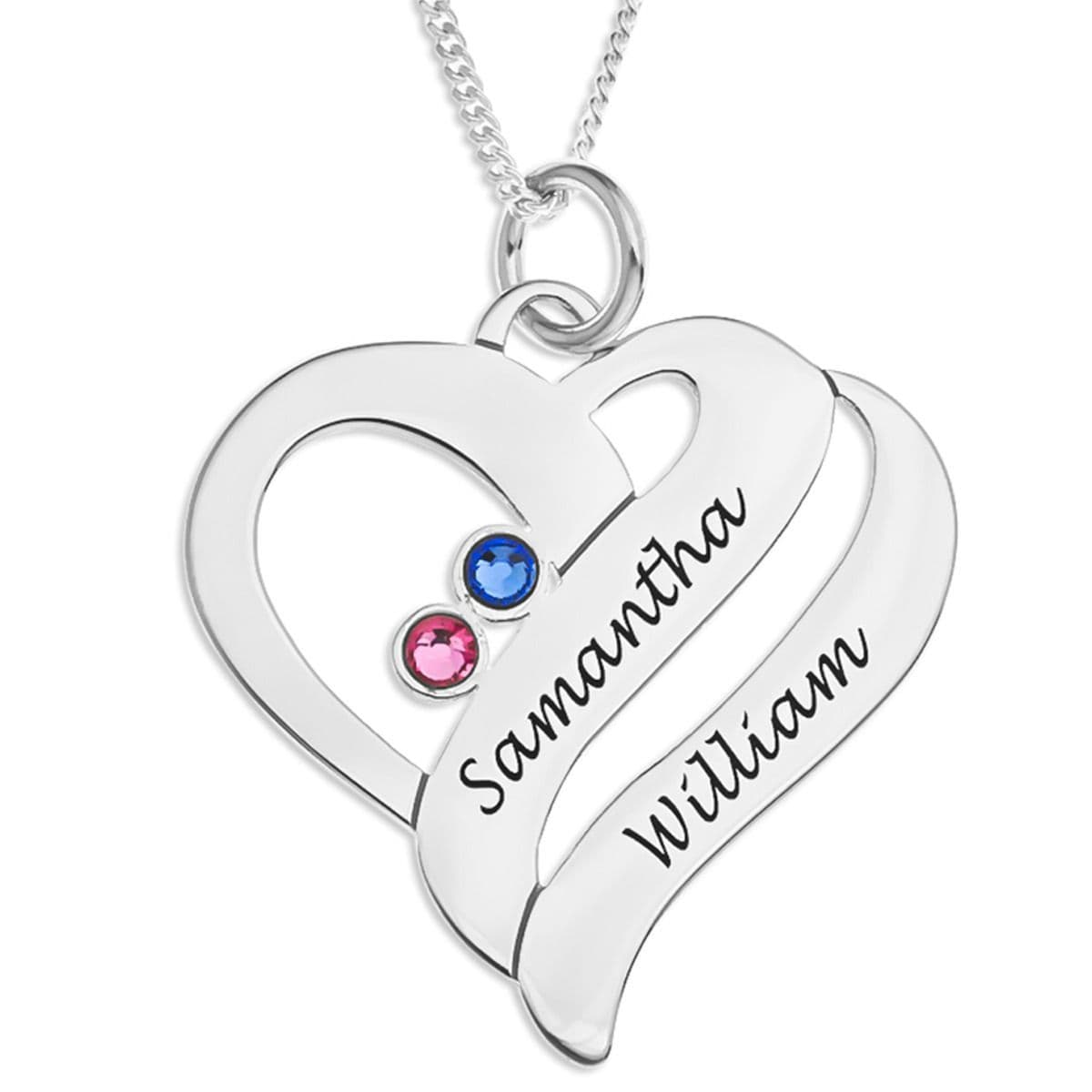 Personalized Name Necklace - 925 Sterling Silver Heart With Birthstone Pendant - View #4