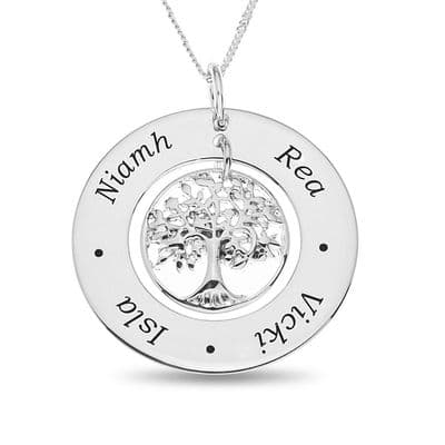 Personalised Sterling Silver Family Tree Pendant