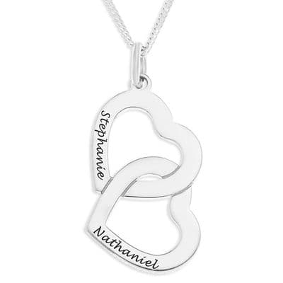 Personalised Sterling Silver Interlinked Hearts Pendant