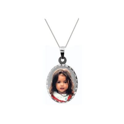 Personalised Sterling Silver Oval 25mm Photograph Pendant