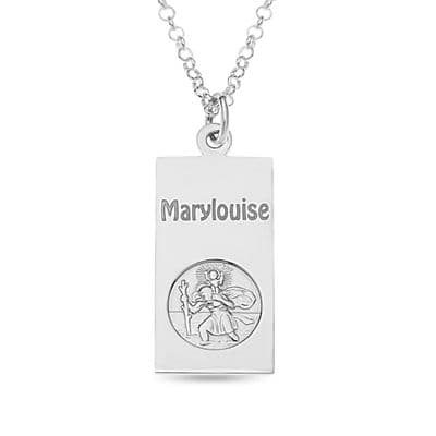 Personalised Sterling Silver St Christopher Dog Tag Pendant